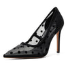 Aachcol Women's Mesh Polka Dot Pointed Toe Stilettos | Elegant High Heel Dress Shoes