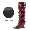 Aachcol Women's Slouchy Wedge Boots | Pointed Toe Knee High Boots