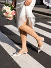 Aachcol Women's Rhinestone Bow Slingback Heels | Elegant Bridal Wedding Shoes