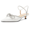 Aachcol Women's Rhinestone Bow Slingback Heels | Elegant Bridal Wedding Shoes