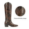 Aachcol Dark Brown floral embroidered Western boot, view 6