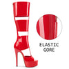 Aachcol Women's Cut-Out Platform Stiletto Boots | Patent Leather Tall Heels