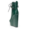 Crocodile Textured Ankle Boots with Zipper, Lace-up, and Ankle Straps _ 2-inch Platform Bootie, 6-inch Heel Shoes
