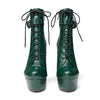 Crocodile Textured Ankle Boots with Zipper, Lace-up, and Ankle Straps _ 2-inch Platform Bootie, 6-inch Heel Shoes