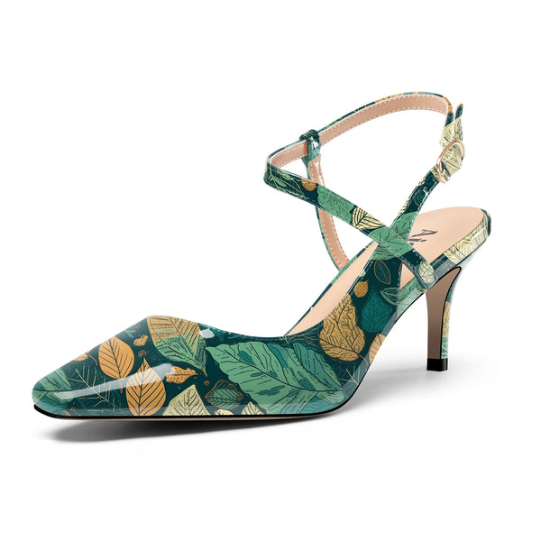 Ladies' Petite Square Toe Slingback Pumps 2.3-Inch Heel, Sleek and Sexy with Patent Leather Finish, Fashionably Versatile