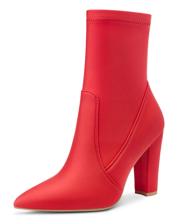 Aachcol Women's High Heels Ankle Boots Pointed Toe Boot with Zipper Basic Office Boot 4" Chunky Heel Shoes