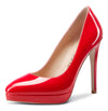 CASTAMERE Womens High Heels Platform Pumps Slip-on Stilettos 12CM Heel Office Dress Patent Shoes