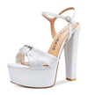 Aachcol Womens High Heel Platform Sandals Slingback Ankle Strap Bow-Knot Sandal Chunky Heel 5.9 Inches