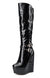 Aachcol Women's High Heels Platform Wedge Mid Calf Boots Round Toe Boot with Zipper Basic Office Black Boot 6" Heel Shoes