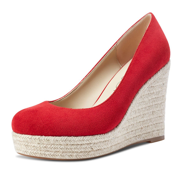 Aachcol Womens High Heels Platform Wedge Pumps Comfortable Leather Lining Slip-on Office Suede Shoes 10CM Heel