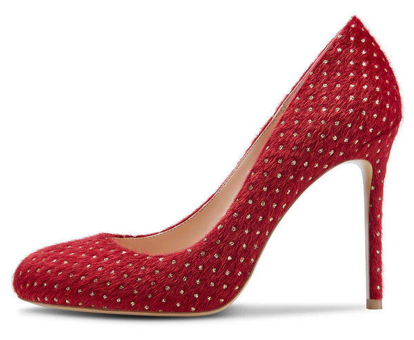 Aachcol Womens Round Toe High Heels Pumps Slip On Stilettos 10CM Heel Bling Suede