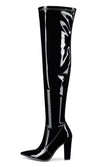 Aachcol Women's High Heels Over Knee Boots Pointed-Toe Sexy Boot with Zipper Basic Office Boot 4" Chunky Heel Shoes