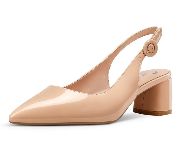 CASTAMERE Womens Chunky Block Heels Slingback Pumps Slip-on Pointy Toe 5CM Heel Sandals