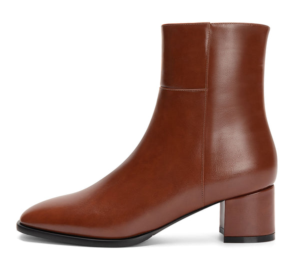 Aachcol Women's Warm Ankle Boots Chunky Block Low-Heels Boot With Zipper Square-Toe Chelsea Booties