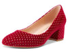 CASTAMERE Womens Chunky Block Heels Round-Toe Slip-on Mid-Heel Basic Pumps 5CM Heels