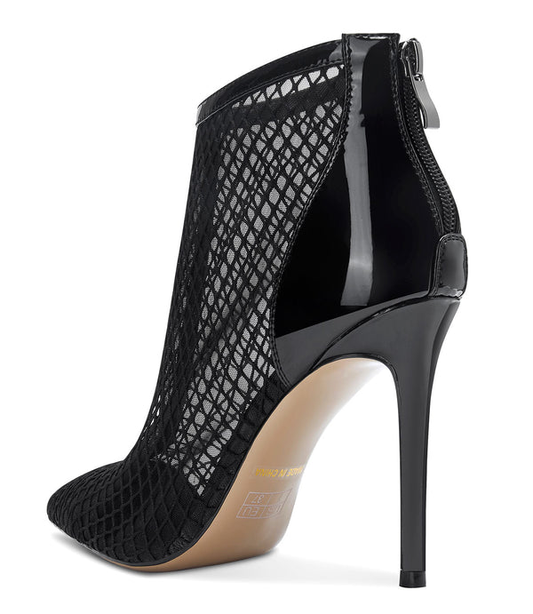 Aachcol Women's Mesh Ankle Boots High Heels Sandals Booties Slip On Pointed Toe Stilettos Boots with Zipper 10CM Heels
