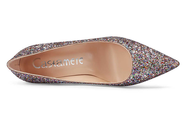 CASTAMERE Womens Sky High Block Heels Pumps Pointed Toe Slip-on 4.7 Inch Heels Shoes