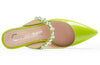 Aachcol Womens Slingback Slip On High Heels Pumps Rhinestones Strappy Pointy Toe 10CM Heel Sandals