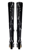 Aachcol Women's High Heels Over Knee Boots Pointed-Toe Sexy Boot with Zipper Basic Office Boot 4" Chunky Heel Shoes