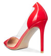 Aachcol Women's High Heels Transparent Clear Pumps Slip On Sexy Pointed Toe Stilettos 4" Inch Red Colorfull Patent Heel