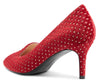 Aachcol Womens Stiletto Mid Heels Office Pumps Pointed Toe Slip-on 6CM Bling Suede