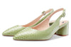 Aachcol Womens Chunky Block Heels Slingback Pumps Slip-on Pointy Toe 5CM Heel Sandals
