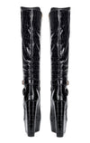 Aachcol Women's High Heels Platform Wedge Mid Calf Boots Round Toe Boot with Zipper Basic Office Black Boot 6" Heel Shoes