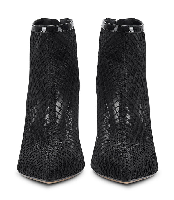 Aachcol Women's Mesh Ankle Boots High Heels Sandals Booties Slip On Pointed Toe Stilettos Boots with Zipper 10CM Heels