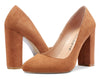 Aachcol Womens High Heels Round Toe Pumps Slip-on 10CM Chunky Block Heel Office