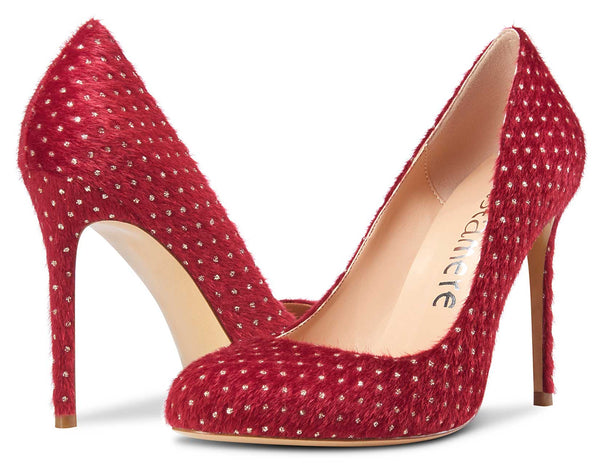 Aachcol Womens Round Toe High Heels Pumps Slip On Stilettos 10CM Heel Bling Suede