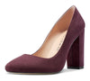 Aachcol Womens High Heels Round Toe Pumps Slip-on 10CM Chunky Block Heel Office