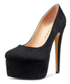 Aachcol Women's High Heels Platform Pumps Slip On Sexy Round Toe Stilettos 5.9 Inches Inch Heel Classic Dress Party Shoes