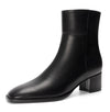 Aachcol Women's Warm Ankle Boots Chunky Block Low-Heels Boot With Zipper Square-Toe Chelsea Booties