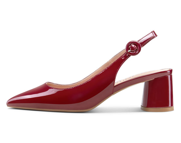 CASTAMERE Womens Chunky Block Heels Slingback Pumps Slip-on Pointy Toe 5CM Heel Sandals