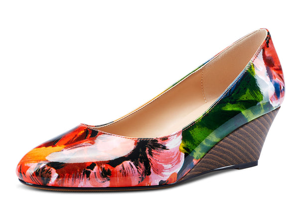 Aachcol Womens Wedge Heels Pumps Comfort Slip-on Round-Toe Basic Pump 2Inch Mid-Heel