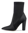 Aachcol Women's High Heels Ankle Boots Pointed Toe Boot with Zipper Basic Office Boot 4" Chunky Heel Shoes