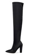 Aachcol Women's High Heels Over Knee Boots Pointed-Toe Sexy Boot with Zipper Basic Office Boot 4" Chunky Heel Shoes