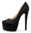 Aachcol Women's High Heels Platform Pumps Slip On Sexy Round Toe Stilettos 5.9 Inches Inch Heel Classic Dress Party Shoes