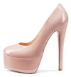Aachcol Women's High Heels Platform Pumps Slip On Sexy Round Toe Stilettos 5.9 Inches Inch Heel Classic Dress Party Shoes