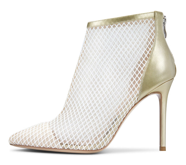 Aachcol Women's Mesh Ankle Boots High Heels Sandals Booties Slip On Pointed Toe Stilettos Boots with Zipper 10CM Heels