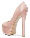 Aachcol Women's High Heels Platform Pumps Slip On Sexy Round Toe Stilettos 5.9 Inches Inch Heel Classic Dress Party Shoes