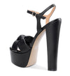 Aachcol Womens High Heel Platform Sandals Slingback Ankle Strap Bow-Knot Sandal Chunky Heel 5.9 Inches