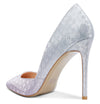 CASTAMERE Womens D'Orsay Slip On High Heels Pumps Elegant Pointy Toe Stilettos 10CM Heel Purple Silver Glitter Shoes