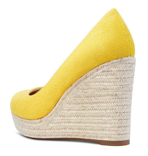 Aachcol Womens High Heels Platform Wedge Pumps Comfortable Leather Lining Slip-on Office Suede Shoes 10CM Heel