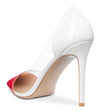 Aachcol Women's High Heels Transparent Clear Pumps Slip On Sexy Pointed Toe Stilettos 4" Inch Red Colorfull Patent Heel