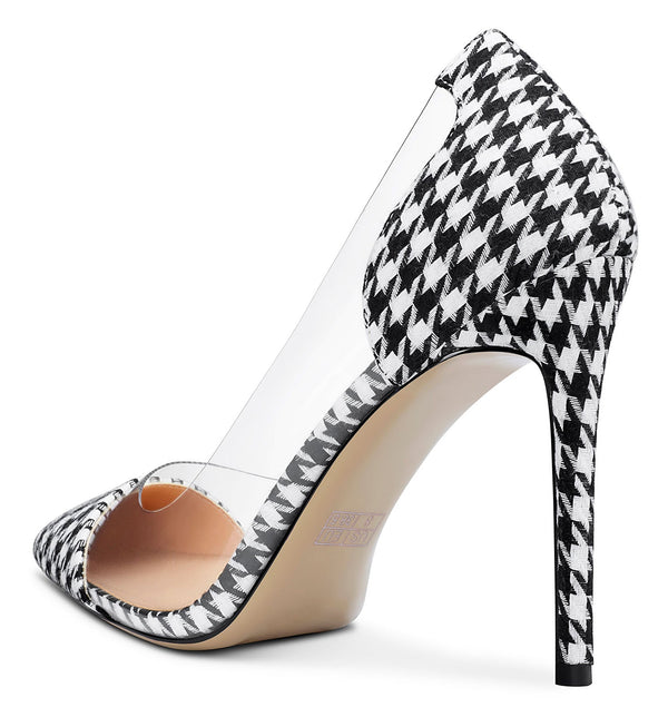 Aachcol Women's High Heels Transparent Clear Pumps Slip On Sexy Pointed Toe Stilettos 4 Inch Colorful Glitter Heel