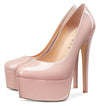 Aachcol Women's High Heels Platform Pumps Slip On Sexy Round Toe Stilettos 5.9 Inches Inch Heel Classic Dress Party Shoes