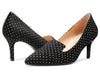 Aachcol Womens Stiletto Mid Heels Office Pumps Pointed Toe Slip-on 6CM Bling Suede