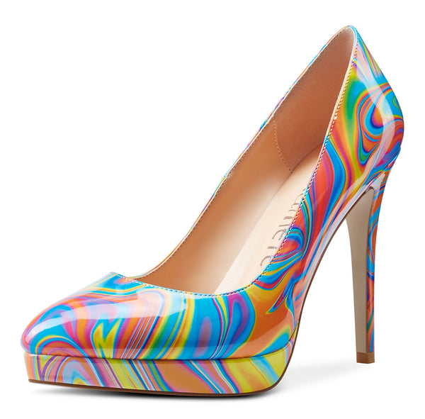 Aachcol Womens High Heels Platform Pumps Slip-on Stilettos 12CM Heel Office Dress Fashion Shoes
