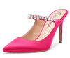 Aachcol Womens Slingback Slip On High Heels Pumps Rhinestones Strappy Pointy Toe 10CM Heel Sandals